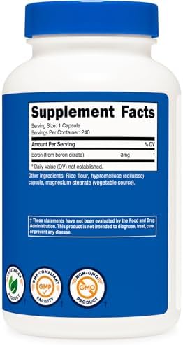 Suplemento de Boro Nutricost 3mg, 240 Cápsulas Vegetarianas - Libre de Gluten y No Transgénico - imagen 5