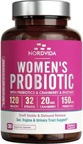 Probiotico Nordvida para Mujeres, 120 Mil Millones y 32 Cepas con Arándano, Prebióticos y Enzimas Digestivas, 30 Cápsulas de Liberación Retardada - imagen 1