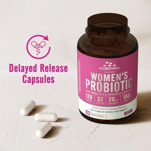 Probiotico Nordvida para Mujeres, 120 Mil Millones y 32 Cepas con Arándano, Prebióticos y Enzimas Digestivas, 30 Cápsulas de Liberación Retardada - imagen 6