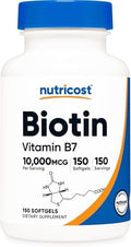 Nutricost Biotina (10,000mcg) 150 Cápsulas Blandas - Libre de Gluten, No Transgénico - imagen 1