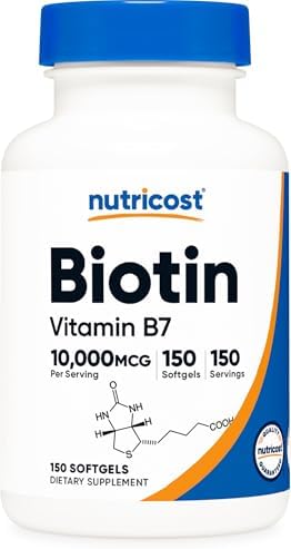Nutricost Biotina (10,000mcg) 150 Cápsulas Blandas - Libre de Gluten, No Transgénico - imagen 1
