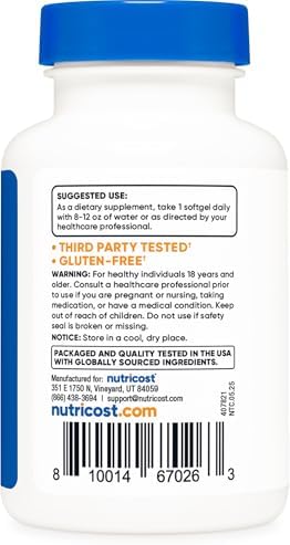 Nutricost Biotina (10,000mcg) 150 Cápsulas Blandas - Libre de Gluten, No Transgénico - imagen 4