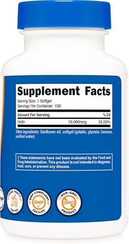 Nutricost Biotina (10,000mcg) 150 Cápsulas Blandas - Libre de Gluten, No Transgénico - imagen 5