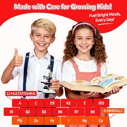 Gomitas de Hierro para Niños y Adolescentes, Multivitamínico Vegano con Hierro, Vitaminas B, A, C, D3, Calcio, Zinc, DHA, Prebióticos, 60 Ct - imagen 7