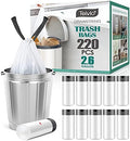 Bolsas de Basura de 2.6 Galones y 220 Cuentas con Cinta de Ajuste Teivio, Forros para Bote de Baño, Bolsas Plásticas Pequeñas para Hogar y Oficina, - imagen 1