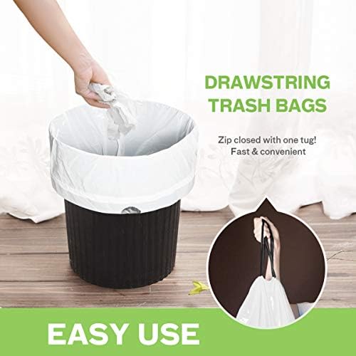 Bolsas de Basura de 2.6 Galones y 220 Cuentas con Cinta de Ajuste Teivio, Forros para Bote de Baño, Bolsas Plásticas Pequeñas para Hogar y Oficina, - imagen 5