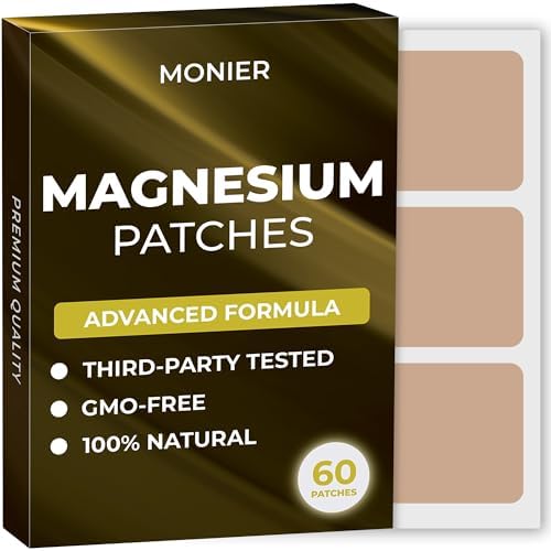 Parche de Magnesio MONIER (Paquete de 60) - Parche Natural 100% para Hombres y Mujeres - Con Calcio - Soporte para Músculos y Huesos, Relajante - - imagen 1