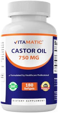 Vitamatic Aceite de Ricino en Softgels 750 mg | Prensado en Frío | 180 Softgels | Fáciles de Tragar - imagen 1