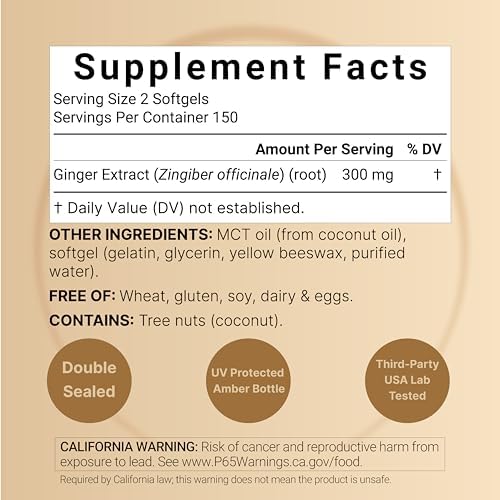 Extracto de Raíz de Jengibre NatureBell con Aceite MCT – 300 Softgels | Suplemento de Jengibre para Uso Diario | Suministro para 5 Meses | Sin OGM, - imagen 2