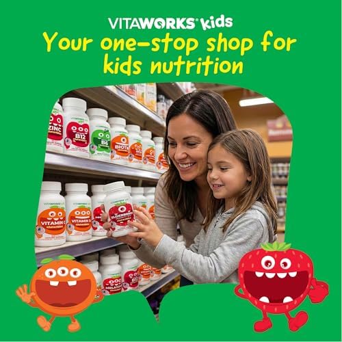 Suplementos de Hierro VitaWorks para Niños, Tabletas Masticables con Vitamina C, 10mg de Ferroso Fumarato, Sabor Naranja, No GMO, Vegano, Sin Gluten - imagen 8