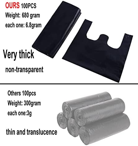 Bolsas de Basura Negras YYaaloa de 100 Pcs con Asas - 14x22 Super Resistentes de 1.8mil para Oficina, Picnic, Cocina y Uso en Gran Cantidad - imagen 4