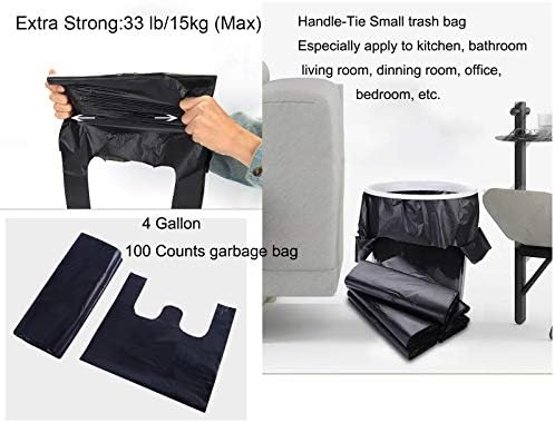Bolsas de Basura Negras YYaaloa de 100 Pcs con Asas - 14x22 Super Resistentes de 1.8mil para Oficina, Picnic, Cocina y Uso en Gran Cantidad - imagen 5
