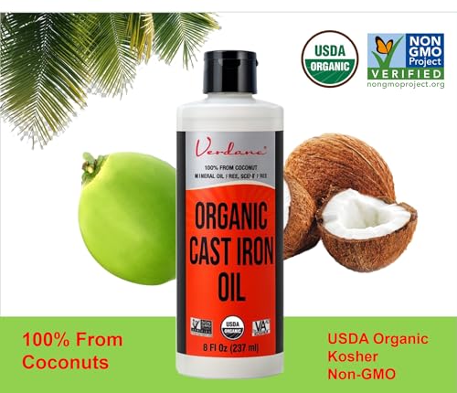 Aceite y Acondicionador para Sartenes de Hierro Fundido Verdana – Grado Alimenticio, Orgánico, Derivado de Coco, Sin Aceite Mineral – Kosher, No GMO, - imagen 3