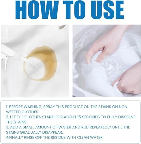 Removedor de Manchas para Ropa, Emulsificador No Iónico, Spray Poderoso para Lavado, Limpiador de Ropa con Enzimas Activas (2PCS *60ML) - imagen 7