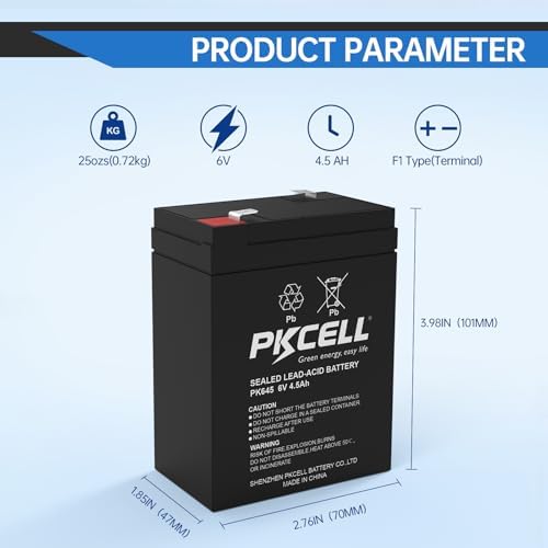 Batería Sellada de Plomo Ácido Recargable PKCELL de 6 Voltios y 4.5Ah, Reemplazo SLA (Terminales F1) para Alimentador de Ciervos y Autos de Juguete - imagen 2