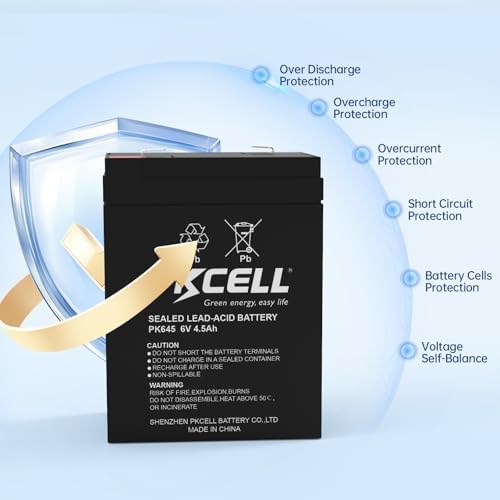 Batería Sellada de Plomo Ácido Recargable PKCELL de 6 Voltios y 4.5Ah, Reemplazo SLA (Terminales F1) para Alimentador de Ciervos y Autos de Juguete - imagen 3