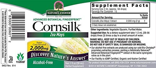 Extracto de Maíz Sin Alcohol Nature's Answer 2000mg 1oz | Apoyo al Tracto Urinario | Diurético Natural | Sin Gluten, No GMO, Vegano | Unidad - imagen 3