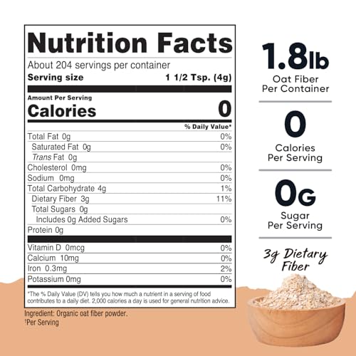 Nutricost Fibra de Avena Orgánica (1.8 Libras) Avena Molida - 3 Gramos de Fibra Dietética, USDA Orgánico - imagen 2