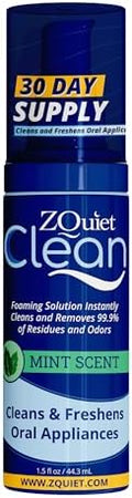 ZQuiet, Solución Limpiadora para Todos los Dispositivos Orales, Sin Cloro, Aroma a Menta Fresca, Tamaño de Viaje, Aprobado por TSA - imagen 1