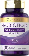 Carlyle Probióticos para Hombres y Mujeres | 25 Mil Millones CFU | con Prebióticos | 100 Cápsulas | Suplemento Vegetariano, Sin OGM y Sin Gluten - imagen 1