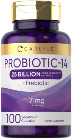 Carlyle Probióticos para Hombres y Mujeres | 25 Mil Millones CFU | con Prebióticos | 100 Cápsulas | Suplemento Vegetariano, Sin OGM y Sin Gluten - imagen 1