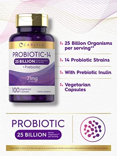 Carlyle Probióticos para Hombres y Mujeres | 25 Mil Millones CFU | con Prebióticos | 100 Cápsulas | Suplemento Vegetariano, Sin OGM y Sin Gluten - imagen 3