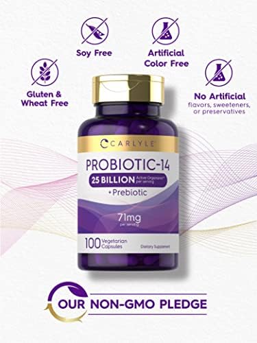Carlyle Probióticos para Hombres y Mujeres | 25 Mil Millones CFU | con Prebióticos | 100 Cápsulas | Suplemento Vegetariano, Sin OGM y Sin Gluten - imagen 4