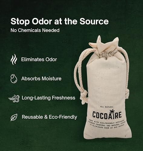 Desodorante para Zapatos COCOAIRE – Absorbente de Olores de Carbón Activado de Coco (Paquete de 2) – Elimina Humedad y Olores de Zapatos, Mochilas y - imagen 2