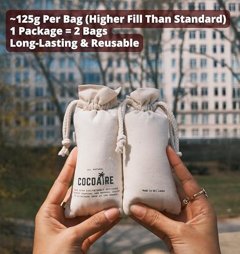 Desodorante para Zapatos COCOAIRE – Absorbente de Olores de Carbón Activado de Coco (Paquete de 2) – Elimina Humedad y Olores de Zapatos, Mochilas y - imagen 4