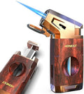 Encendedor de Soplete Butano con Corta V, Encendedor Jet a Prueba de Viento, Ajustable y Recargable, Regalos para Hombres, Ventana de Combustible, - imagen 1