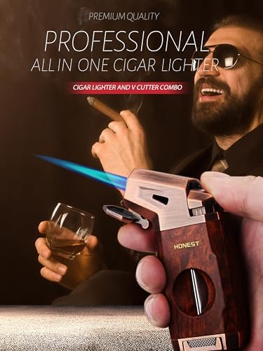 Encendedor de Soplete Butano con Corta V, Encendedor Jet a Prueba de Viento, Ajustable y Recargable, Regalos para Hombres, Ventana de Combustible, - imagen 2