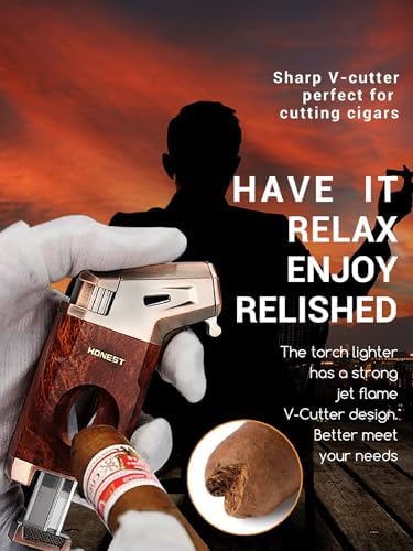 Encendedor de Soplete Butano con Corta V, Encendedor Jet a Prueba de Viento, Ajustable y Recargable, Regalos para Hombres, Ventana de Combustible, - imagen 4
