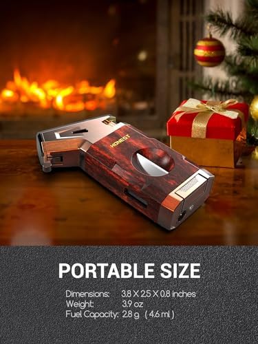 Encendedor de Soplete Butano con Corta V, Encendedor Jet a Prueba de Viento, Ajustable y Recargable, Regalos para Hombres, Ventana de Combustible, - imagen 5