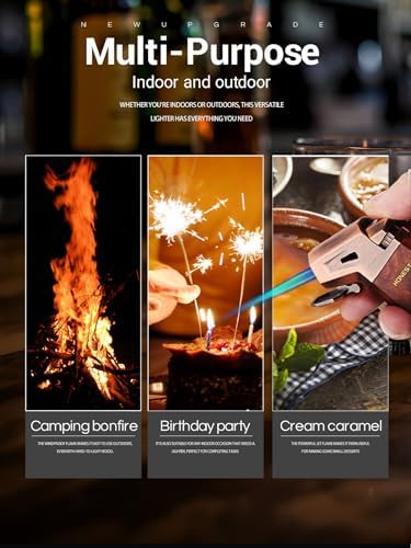 Encendedor de Soplete Butano con Corta V, Encendedor Jet a Prueba de Viento, Ajustable y Recargable, Regalos para Hombres, Ventana de Combustible, - imagen 6