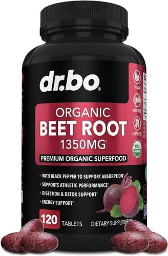 Suplementos de Cápsulas de Remolacha Orgánica - 1350mg de Extracto en Tabletas, Polvo de Remolacha Orgánica, Apoyo Total de Vitaminas y Óxido Nítrico - imagen 1