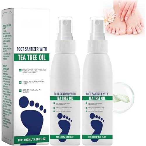 Spray Desinfectante para Pies con Aceite de Árbol de Té - 2 Piezas, 100 ml, Rápido Secado, Ideal para Viajes, Frescura para Pies y Zapatos - imagen 1