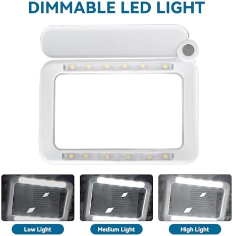 Lupa Recargable con Luz, Lupa Rectangular Grande 5X, 12 LEDs Regulables, Lupa de Mano Plegable para Personas Mayores y Baja Visión - imagen 3