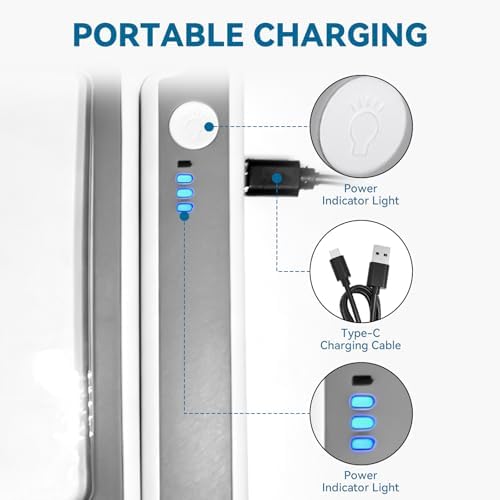 Lupa Recargable con Luz, Lupa Rectangular Grande 5X, 12 LEDs Regulables, Lupa de Mano Plegable para Personas Mayores y Baja Visión - imagen 4