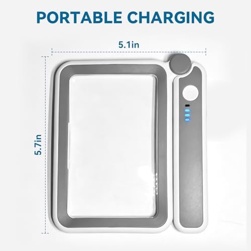 Lupa Recargable con Luz, Lupa Rectangular Grande 5X, 12 LEDs Regulables, Lupa de Mano Plegable para Personas Mayores y Baja Visión - imagen 5
