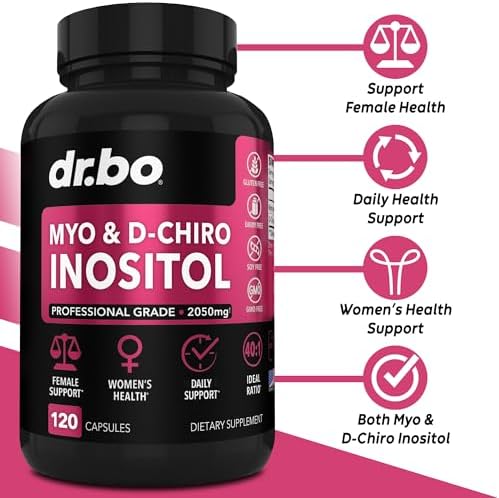 Suplemento de Myo-Inositol y D-Chiro Inositol en Cápsulas - Relación 40:1, 2050mg con Vitamina B8 - Suplementos Naturales para la Salud Femenina, 120 - imagen 2