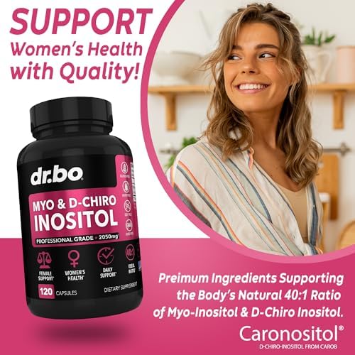 Suplemento de Myo-Inositol y D-Chiro Inositol en Cápsulas - Relación 40:1, 2050mg con Vitamina B8 - Suplementos Naturales para la Salud Femenina, 120 - imagen 3