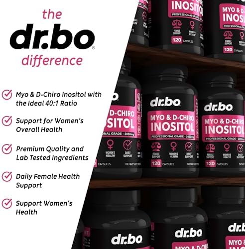 Suplemento de Myo-Inositol y D-Chiro Inositol en Cápsulas - Relación 40:1, 2050mg con Vitamina B8 - Suplementos Naturales para la Salud Femenina, 120 - imagen 4