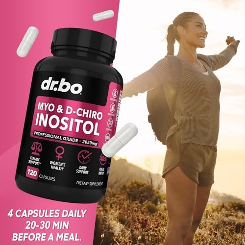 Suplemento de Myo-Inositol y D-Chiro Inositol en Cápsulas - Relación 40:1, 2050mg con Vitamina B8 - Suplementos Naturales para la Salud Femenina, 120 - imagen 7