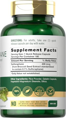 Suplemento de Sulforafano Carlyle | 400 mcg | Extracto de Semilla de Brócoli | 180 Cápsulas | Suplemento Herbal Tradicional | Fórmula Sin OGM y Libre - imagen 2