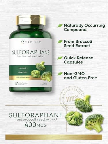 Suplemento de Sulforafano Carlyle | 400 mcg | Extracto de Semilla de Brócoli | 180 Cápsulas | Suplemento Herbal Tradicional | Fórmula Sin OGM y Libre - imagen 4