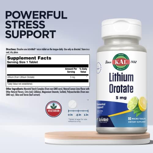 KAL ActivMelt Orotato de Litio 5mg, Tabletas Micro Instantáneas con Sabor Natural de Limón y Lima, 90 Porciones, Soporte para el Ánimo - imagen 3