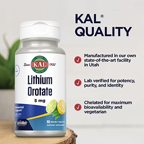 KAL ActivMelt Orotato de Litio 5mg, Tabletas Micro Instantáneas con Sabor Natural de Limón y Lima, 90 Porciones, Soporte para el Ánimo - imagen 5