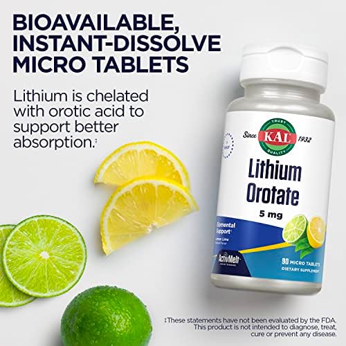KAL ActivMelt Orotato de Litio 5mg, Tabletas Micro Instantáneas con Sabor Natural de Limón y Lima, 90 Porciones, Soporte para el Ánimo - imagen 6