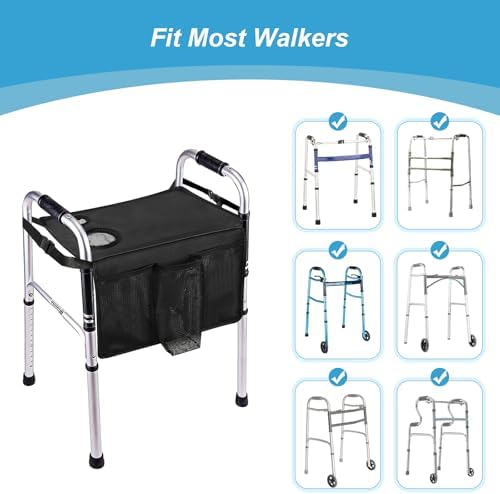 Bandeja Cejiuga para Andador Plegable, Bandeja Premium con Porta Vaso para Personas Mayores, Accesorios para Andadores (Negra) - imagen 6