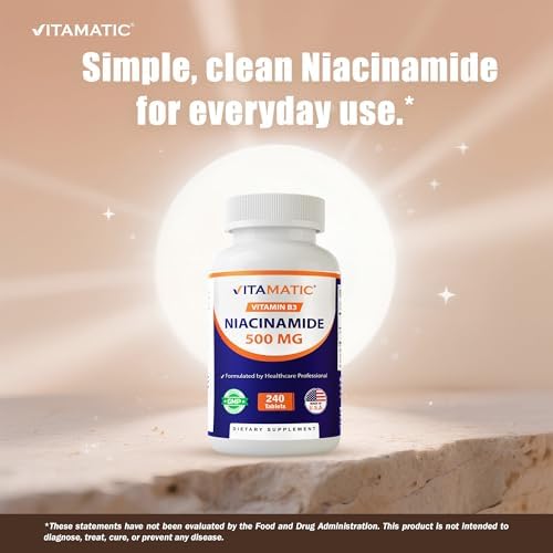 Vitamatic Niacinamida 500 mg 240 Tabletas - Vitamina B3 Sin Enrojecimiento - Apoya la Producción de Energía - Paquete de 2 - imagen 4